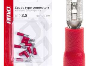 Isolierte flach weibliche Stecker 3.8mm 0.5 1.5mm2 10a 10 St. amio 03060