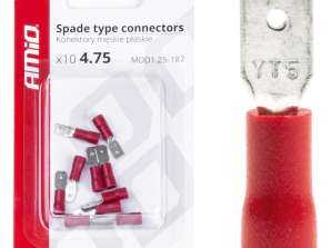 Isolierte flache männliche Stecker 4.75mm 0.5 1.5mm2 10A 10 Stück amio 03065
