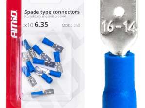 Isolierte flache männliche Steckverbinder 6,35mm 1,5 2,5mm2 15A 10 Stück amio 03070