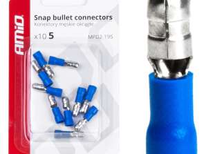Isolierte männliche Verbindungselemente zylindrisch rund 5mm 1.5 .25mm2 15a 10 Stück amio 03074