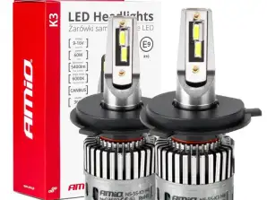 Auton LED-polttimot K3 H4/H19-sarja 12V 6000K Canbus Amio 03682