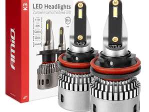 Auton led-polttimot sarja k3 h8 h9 h11 h16 12v 6000k canbus amio 03686