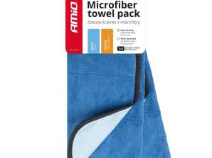 Mikrofaser zum Waschen, Reinigen von Fenstern und Trocknen des Autos 2in1 30x40 cm 2 Stk. 630g amio 03747