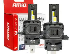 Auton LED-polttimot x4-sarja aviaattori h4/h19 6500k canbus amio 03763
