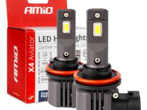 Auton led polttimot x4 aviator series h8 h9 h11 h16 6500k canbus amio 03765