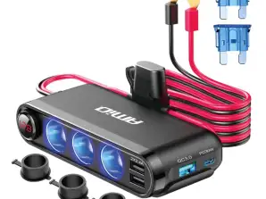 Splitter Splitter Tee Zigarettenanzünder Voltmeter USB Ladegerät USB C 12V 24V Amio 03782