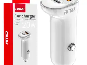 Chargeur de voiture usb a usb c 20w amio 03875