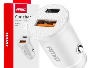Chargeur de voiture usb a usb c 20w amio 03877