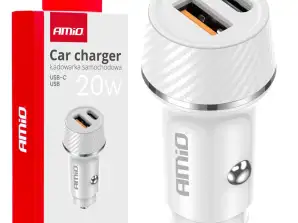 Chargeur de voiture usb a usb c 20w amio 03878