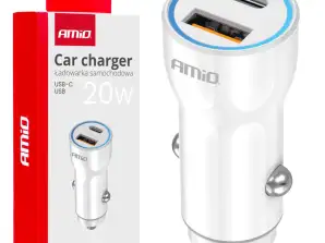 Chargeur de voiture usb a usb c 20w amio 03881