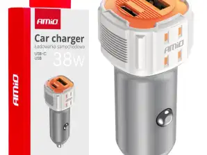 Chargeur de voiture usb a usb c 38w amio 03883