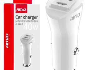 Car charger 2x usb c 40w amio 03884