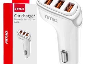 Car charger 3x USB a 3.1a amio 03885