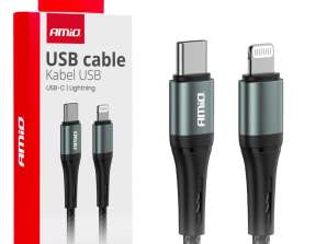 USB c charging cable for iphone lightning 20w 100cm amio 03916
