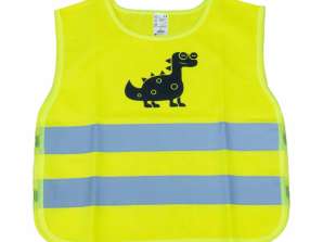 Barnas reflekterende refleksvest gul dinosaur amio 03936