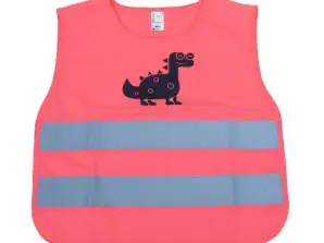 Barnas reflekterende refleksvest rosa dinosaur amio 03989