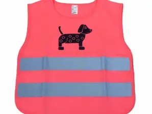 Barnas reflekterende refleksvest rosa hund amio 03990