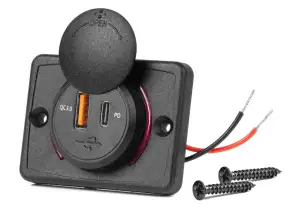 Biloplader med USB-stik Vandtæt Firkantet USB C QC3.0 12V 24V Amio 04231