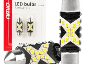 LED izzók canbus festoon c5w 12smd 2016 36mm fehér 12v 24v amio 04236