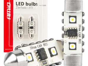 LED izzók canbus festoon c5w 2smd 3838 39mm fehér 12v 24v amio 04249