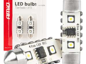 LED izzók canbus festoon c5w 2smd 3838 41mm fehér 12v 24v amio 04250