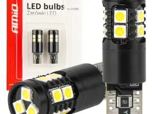 LED izzók canbus t10 w5w 13smd 3030 fehér 12v 24v amio 04259