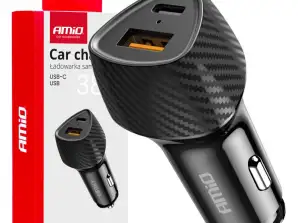 Chargeur de voiture qc 38W USB A USB C AMIO 04283