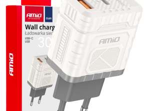 Charge rapide gan 30W USB A USB C AMIO 04286