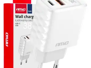 Chargeur mural gan à charge rapide 38W USB A USB C AMIO 04287