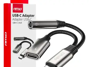Adaptateur répartiteur USB C vers USB C mini jack 3,5 mm 10 cm Amio 04295