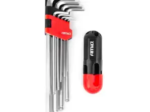 Clés hexagonales avec boule Extra Long Clefs Hexagonales Set CRV 9 pcs. AMIO 04303