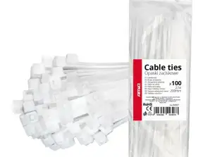 Blanc Colliers de serrage 2.5×200mm 100 pcs AMIO 04307