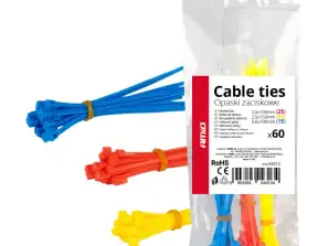 Colliers de serrage en plastique multicolore set de 60 pièces. AMIO 04313