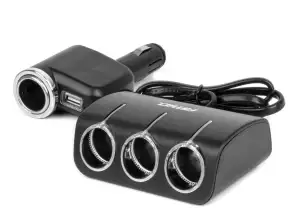 Sigarettenner Socket Splitter Med Lader Og Filament 12v 24v 120w 80cm amio 04360
