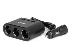 Tupakansytyttimen pistorasian jakaja laturilla 2x usb a 1x usb c 12v 24v 120w 70cm amio 04361