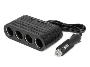 Tupakansytyttimen pistorasian jakaja laturilla 2x usb a 1x usb c 12v 24v 120w 80cm amio 04367
