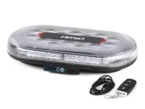 Vezeték nélküli LED figyelmeztető sáv távirányítóval r65 r10 326x186x63 26w 12v 24v amio 04369