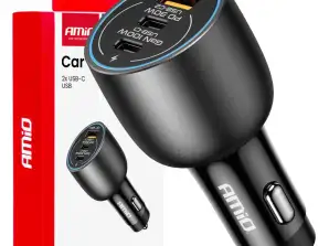 Chargeur de voiture 2x USB C USB A 12V 24V 100W Amio 04371