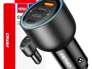 Chargeur de voiture 2x USB C USB A 12V 24V 95W Amio 04372