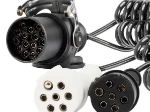 Spiraalikaapeli kuorma-auton perävaunuun 2x 7-napainen 15-napainen tyyppi n/s 5m 24v amio 04381