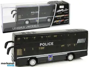 Black Double Decker Police Bus with Friction Drive