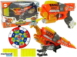 Dinobots 2in1 Dinosaurier Dart Gun Orange Velociraptor Schild