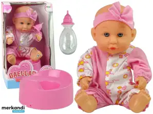 Bambola rosa con fiocco per bere pipì e vasino 24 cm