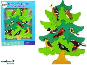 Houten boomvogels bos DIY houten blokken 3D puzzel