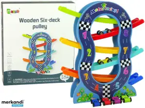Houten glijbaan 6 niveaus auto's cijfers