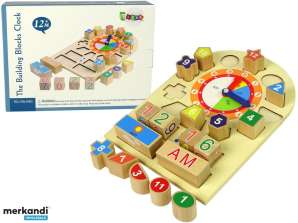 Blocchi di smistamento dell'orologio educativo in legno con numeri colorati