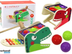 Dinosaurus Cymbal Hamer 2in1 Houten Rood