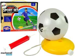 Pallone da calcio impostato su pompa a corde