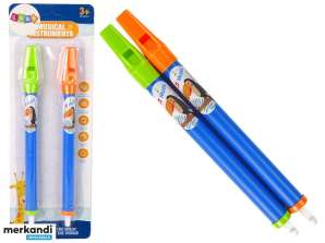 Set van twee fluiten voor kinderen, blauwe dieren