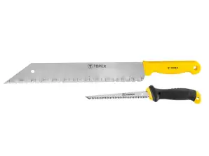 Sav for gipsplater og kniv for mineralull sett 2 stk.